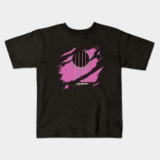 Ripped Ukulele Pink Color Kids T-Shirt